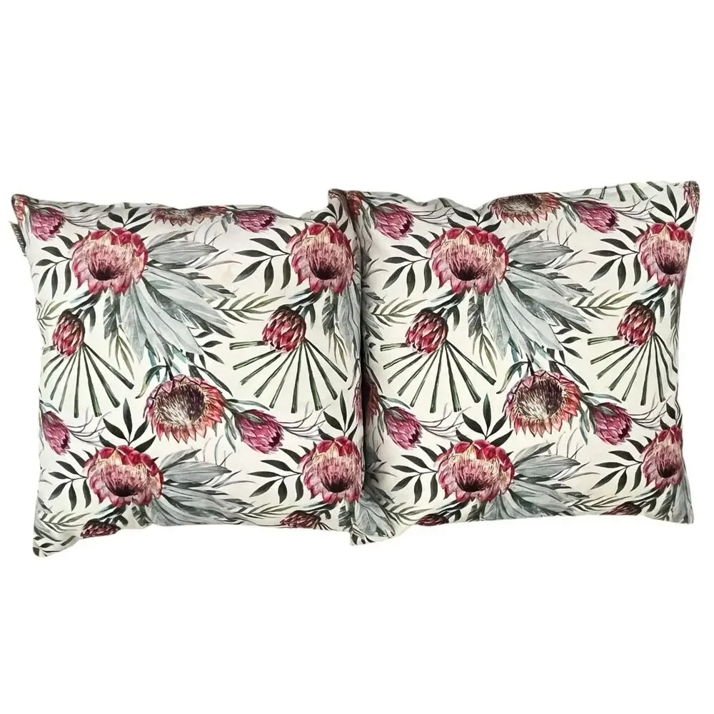 Macodesign 2 Square Pillow Covers Botanical Floral Velvet 14” x 14” Poland Decor